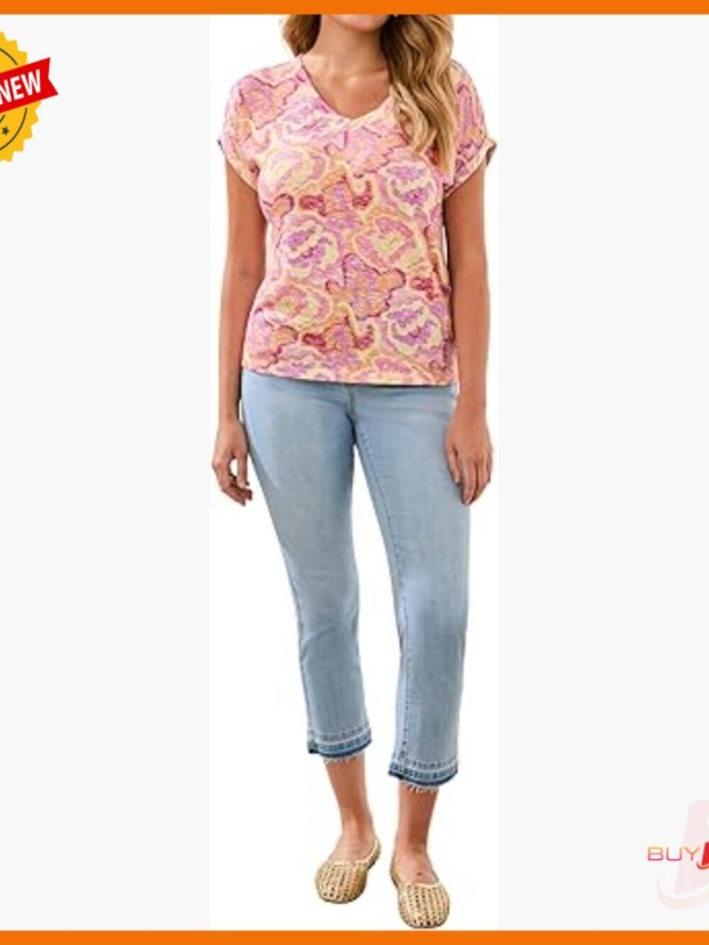 Reversible Boat or V-Neck Cap Sleeve Knit Top Relaxed Fit